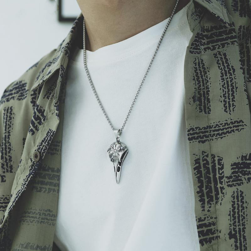 Vintage Viking Crow Skull Eagle Beak Pendant Jewelry DealSniper.net