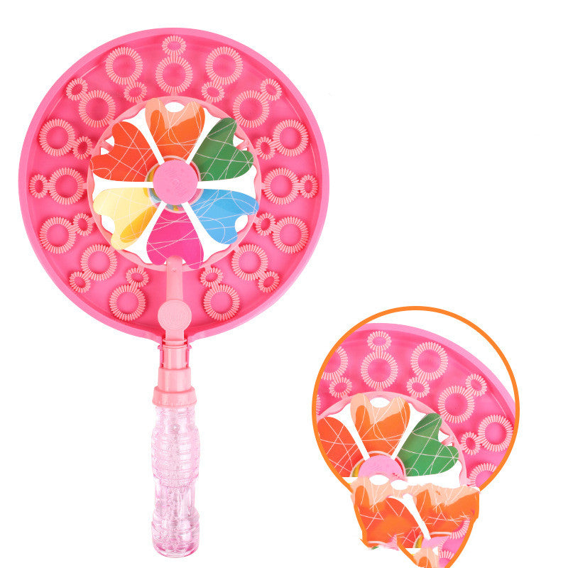 Kid Handheld Windmill Manual Bubble Blowing Wand Stick Kids Gym From House Pink