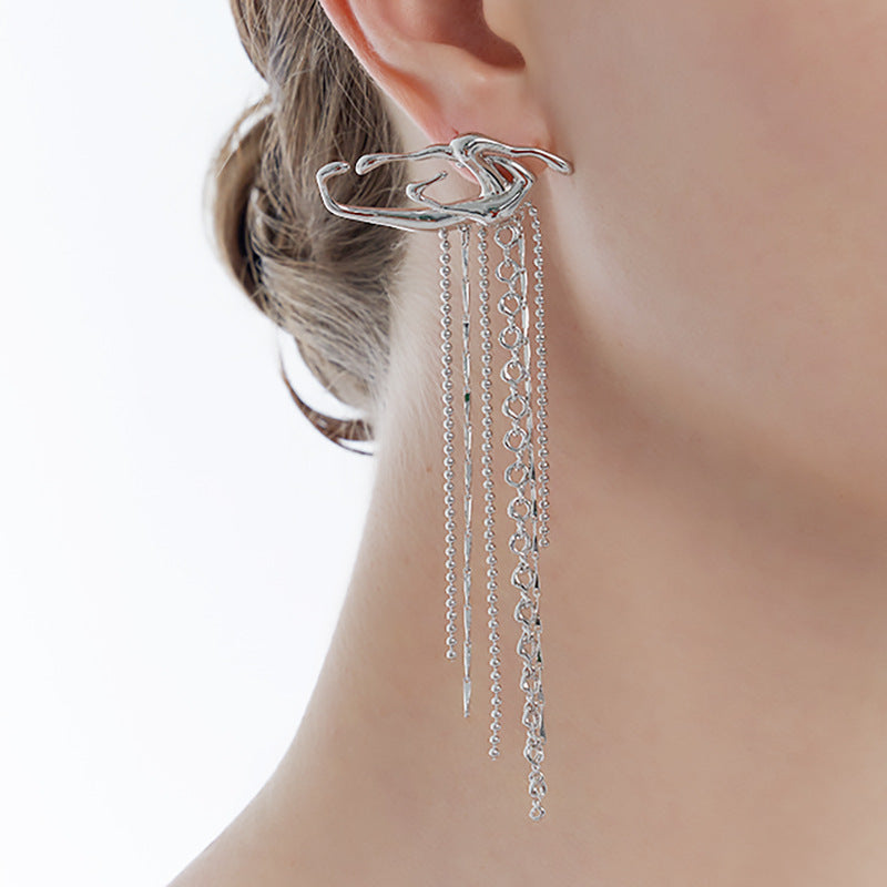 Cloud Irregular Stud Earrings Silver Needle Earrings Earrings Jewelry DealSniper.net