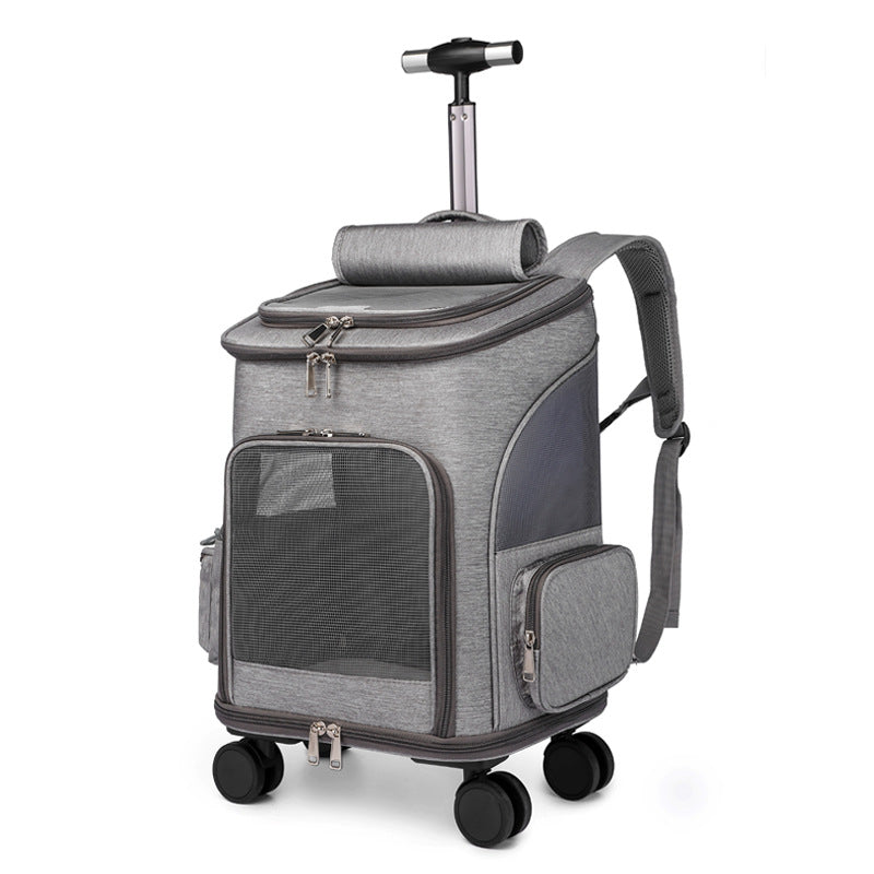 Portable Folding Trolley Pet Backpack Traveling Cat Backpack Pets Gym From House Light Grey