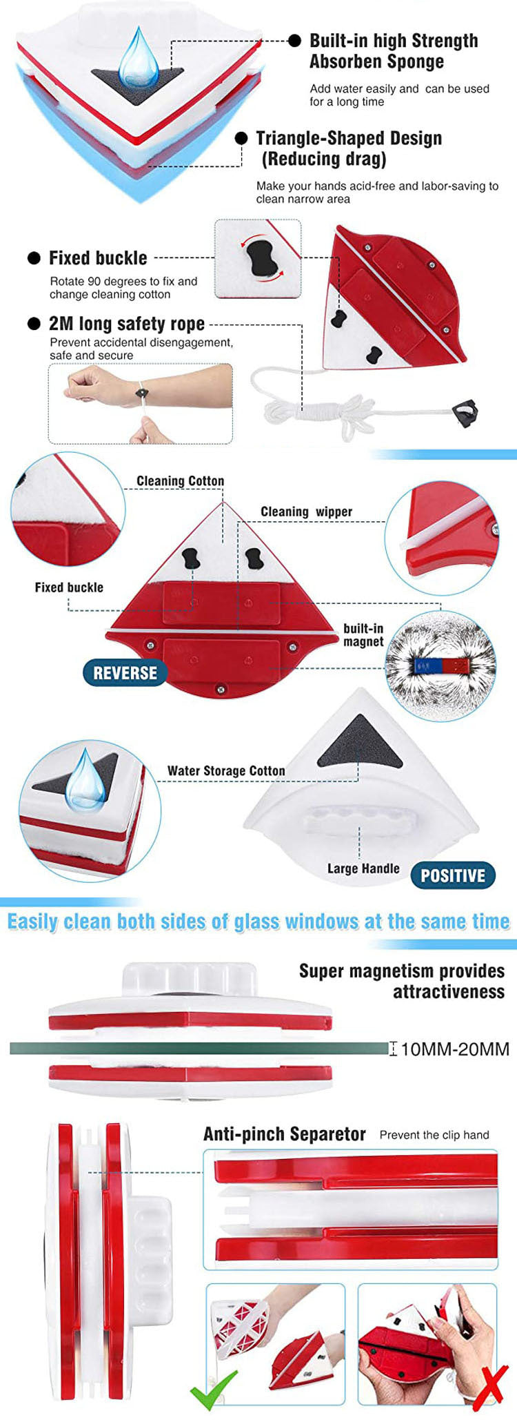 Wipe Glass Artifact Double-layer Strong Magnetic Glass Wiper Cleaning Tool Vehicle DealSniper.net