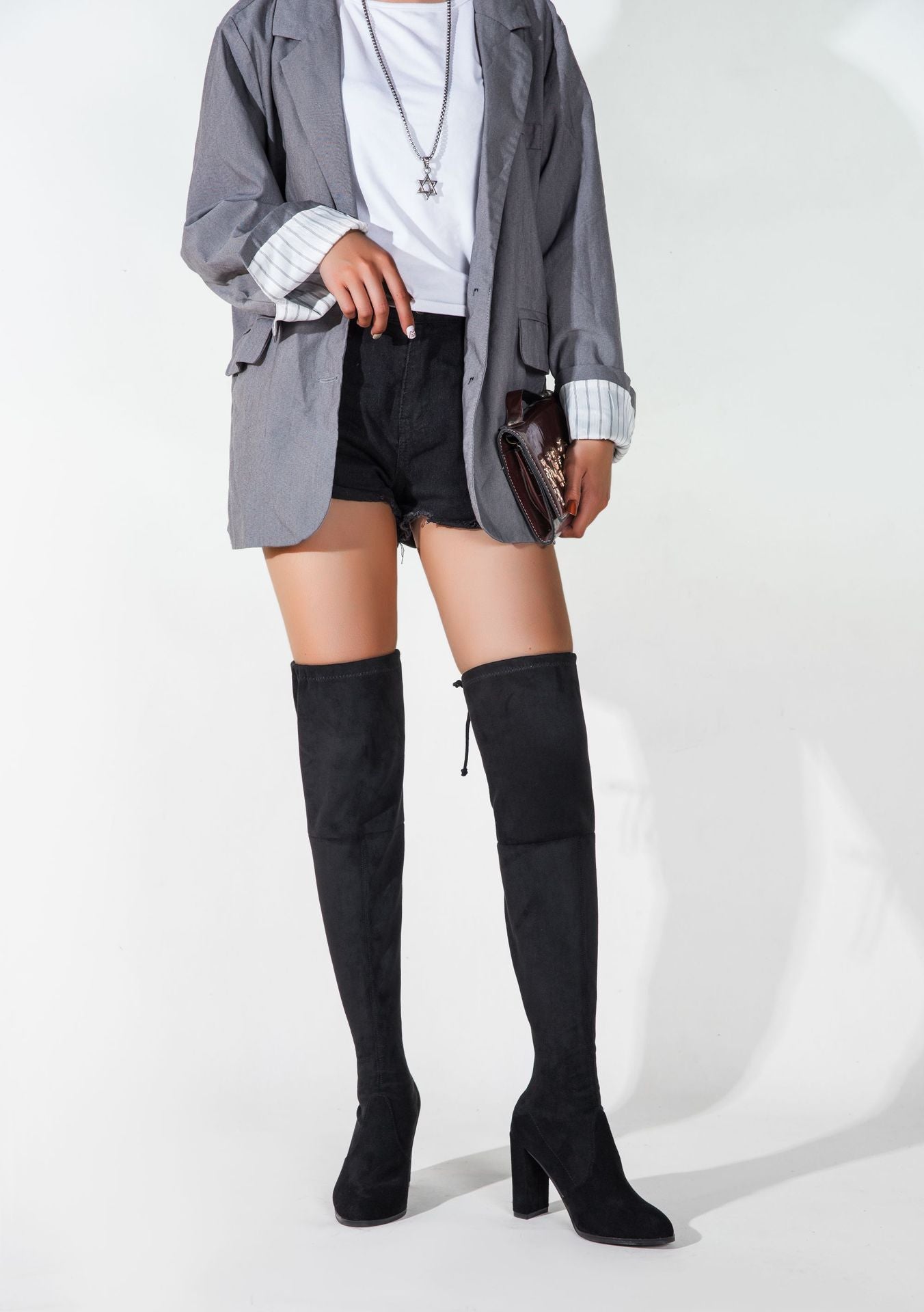 Autumn And Winter Black Over-The-Knee Boots Pointed Suede Women High-Top Fashion Boots Boots Women Women DealSniper.net