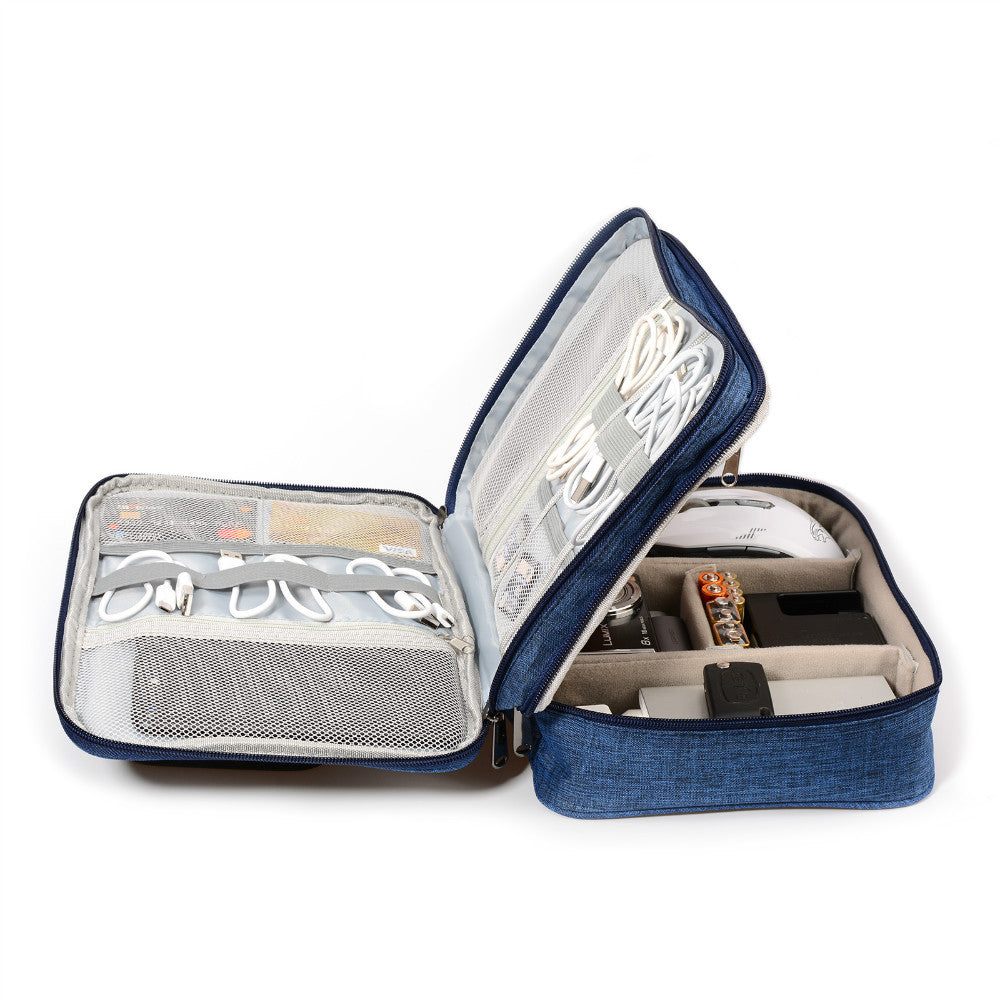 Cable Organizer Bag Travel Electronic Accessories Carrying Case for Digital Camera, USB, Charger, Power Bank Storage Bag Box Travel DealSniper.net Three layers of navy blue