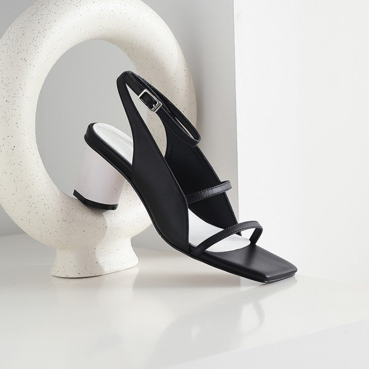 European And American Fashion Sandals Female Profiled Heel Square Toe Hollow Catwalk Anchor WomenS Shoes Women DealSniper.net