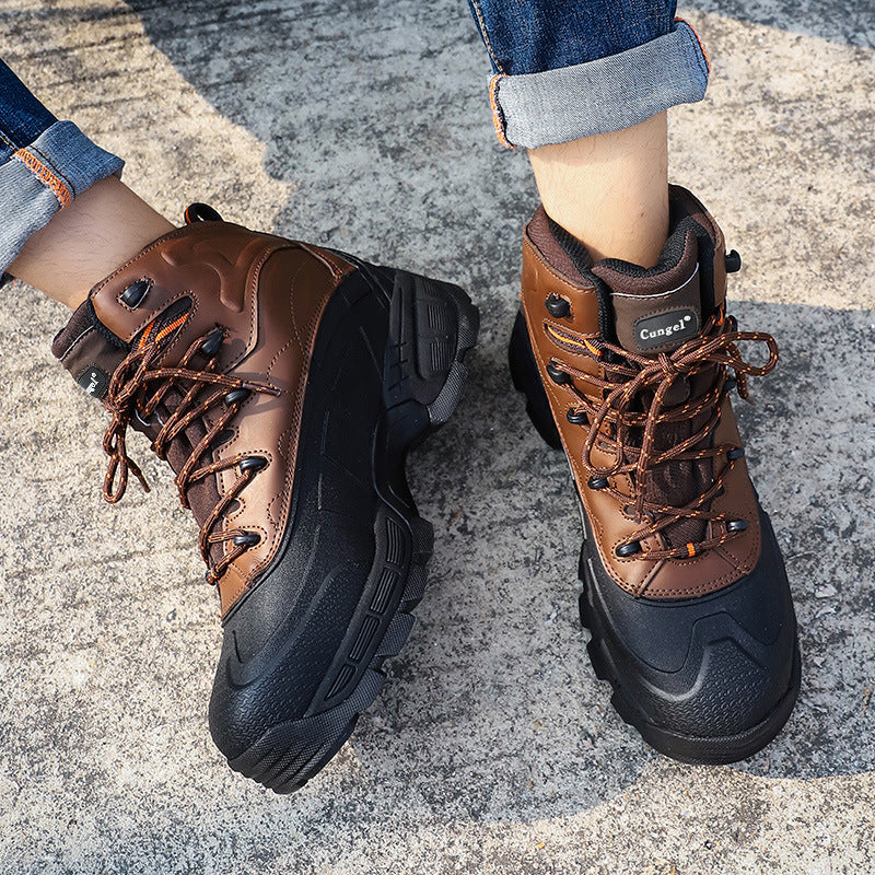 High-Top Wear-Resistant Steel-Soled Boots Mens Outdoor Desert Boots Tactical Boots Anti-Smashing Safety Boots Men DealSniper.net
