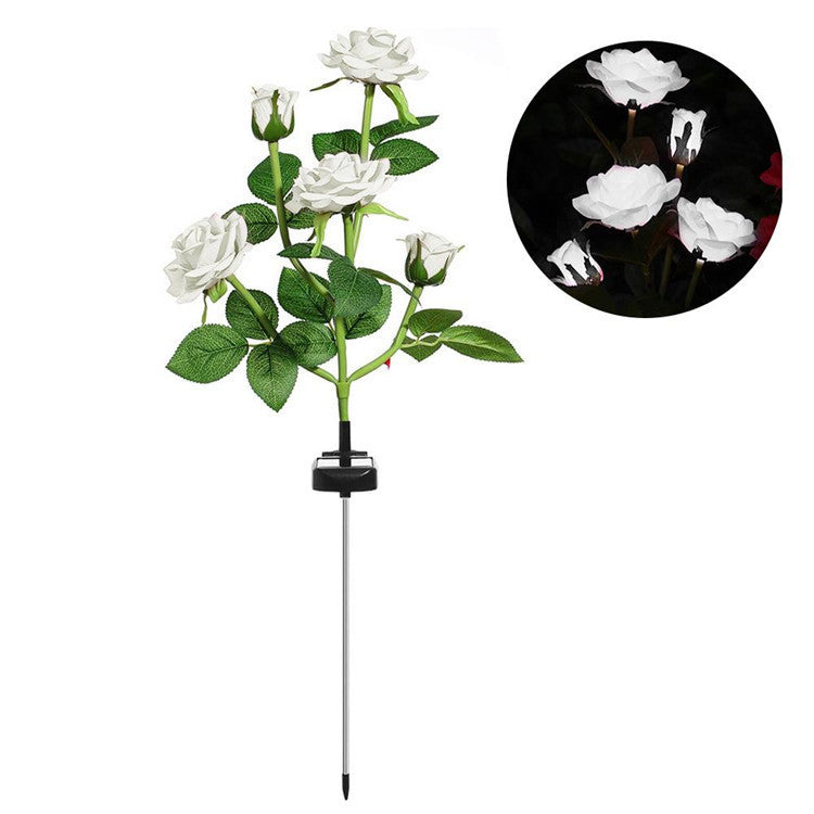 LED Solar Simulation Rose Flower Light Garden Lamp Garden DealSniper.net White