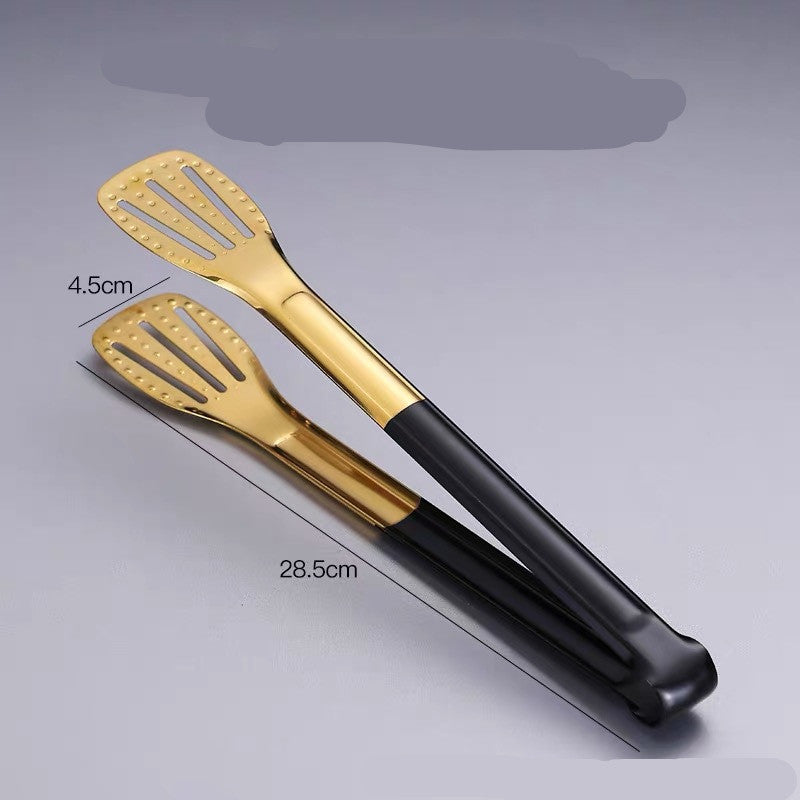 Stainless Steel Titanium Kitchen Grilled Steak Barbecue Bread Clip Kitchen DealSniper.net Black 12 Inch