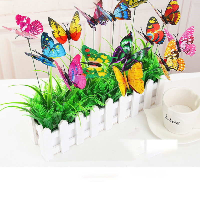 Simulation Stereo Butterfly Plastic dragonfly Plug Butterfly Garden Flower Garden DealSniper.net