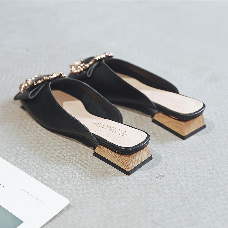 Half Slippers For Women To Wear New Summer Fashion And Versatile Women DealSniper.net Black 32