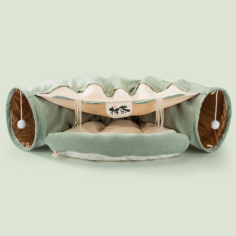Collapsible Cat Tunnel Durable Washable Collapsible Pets DealSniper.net Matcha