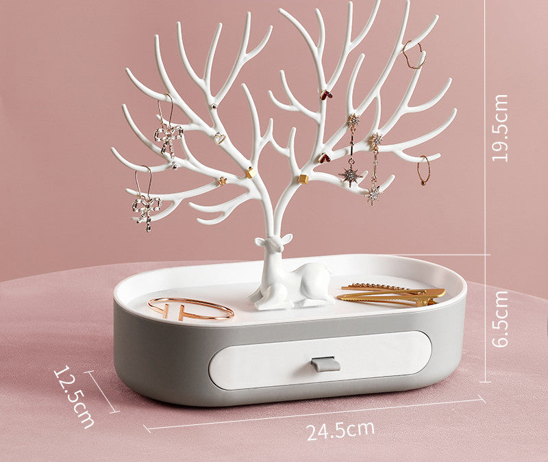 Fawn Creative Jewelry Frame Antler Tree Shape Home Decor DealSniper.net White Contrast suit