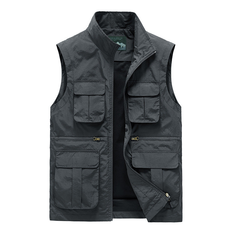 Men's Fashion Simple Outdoor Vest Fishing Suit Men dealsniper-net Grey 2XL