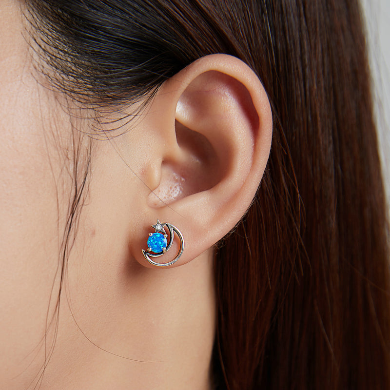 Sterling Silver Earrings For Women With Simple Hollow Blue Opo Earrings Jewelry DealSniper.net