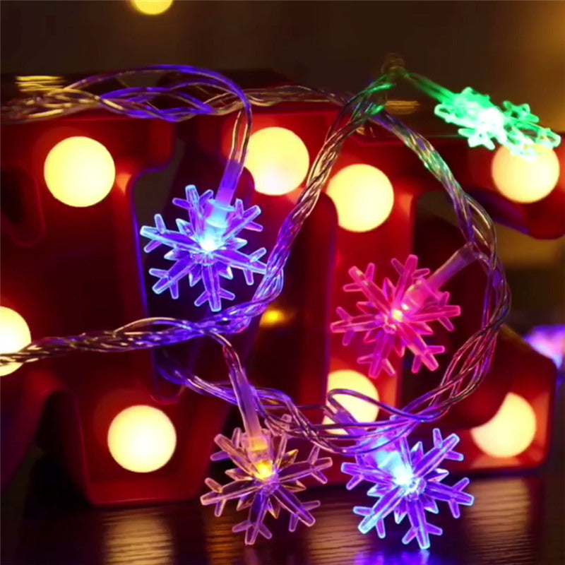 Snowflake String Light Garlands Ornaments Christmas Tree Decorations Outdoor DealSniper.net Colorful 1.5m