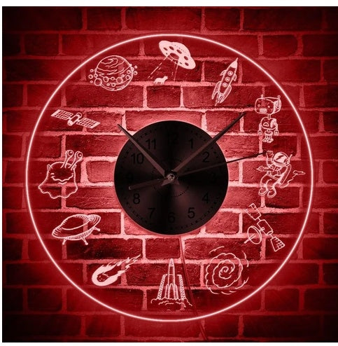 Alien Civilization Aircraft Transparent Acrylic Wall Clock Home Decor DealSniper.net