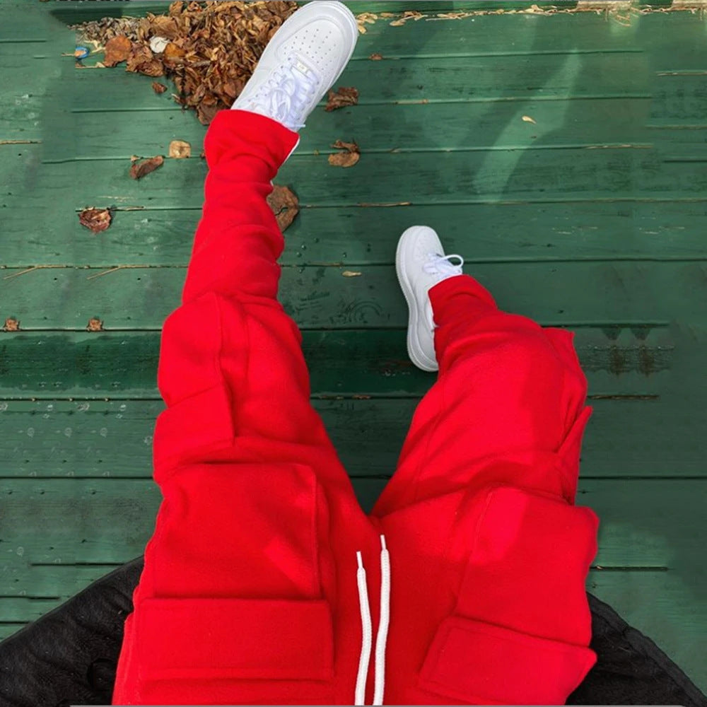 European And American Style Three-dimensional Bag Tide Brand Men's Sports Casual Pants Men DealSniper.net Red L