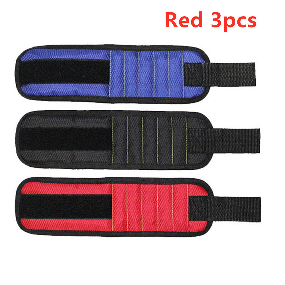 Fifteen-Compartment Powerful Magnetic Wristband Health DealSniper.net Red 3pcs Five rows of 15 magnets