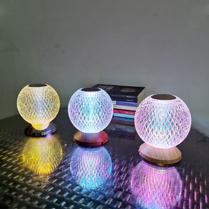 Acrylic Crystal LED Bedside Lamp RGB Touch Switch Desk Lamp Home Decor DealSniper.net