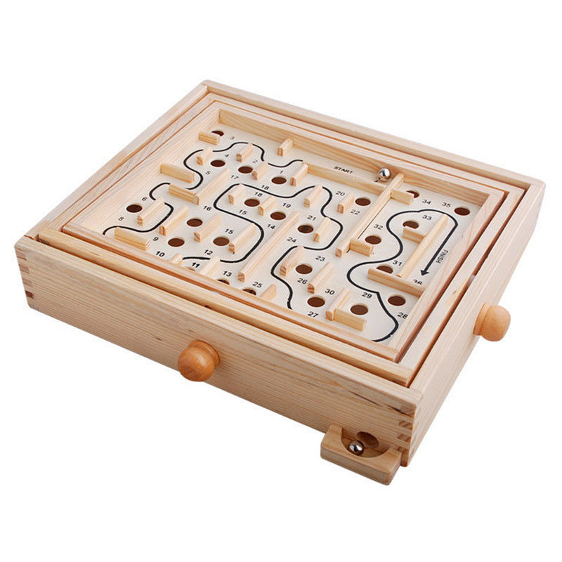 36 Levels Large Number 2 Wooden Table Maze Game Kids DealSniper.net White