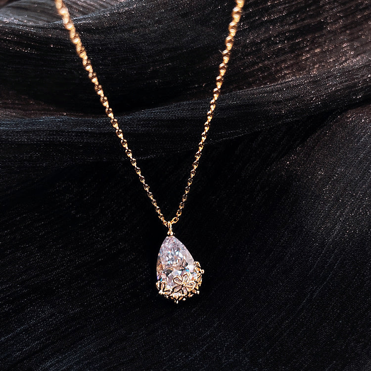 Crystal Water Drop Pendant Necklace Women Women dealsniper-net