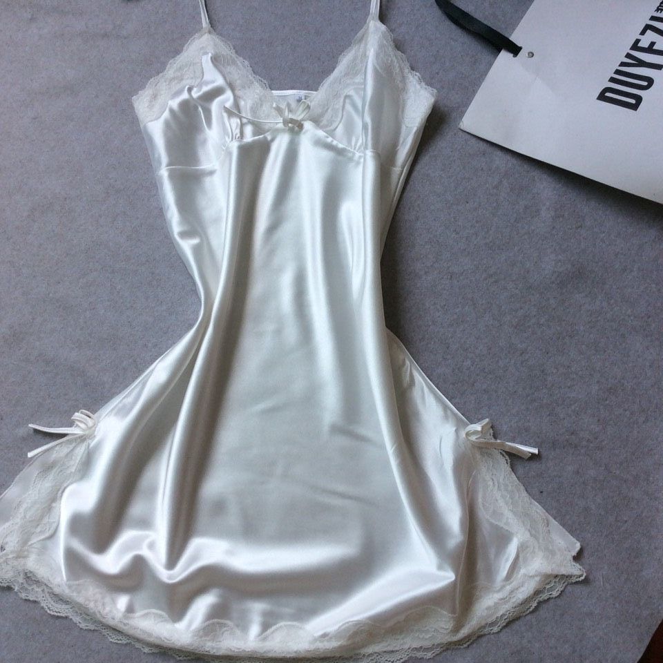 silk sling pajamas Women DealSniper.net White L