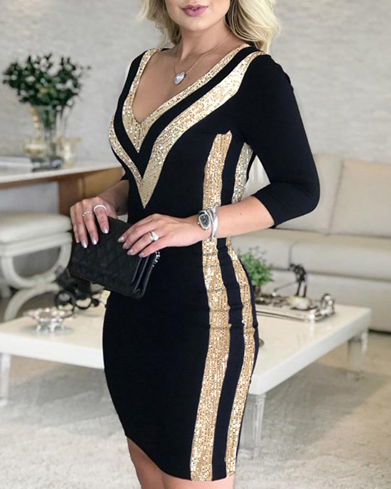 Sequin stitching dress Women DealSniper.net
