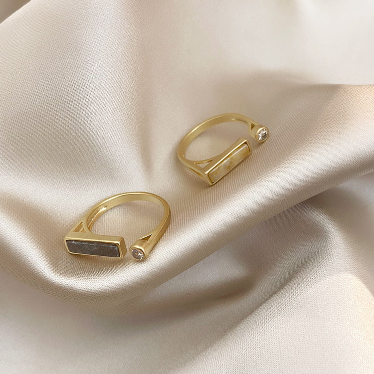 Vintage niche design zircon marble ring Jewelry DealSniper.net Grey