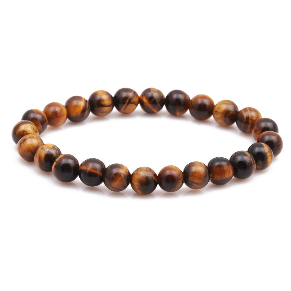 Natural Stone Beads Black Lava Rock Stone White Stretch Charm Strand Bracelet Jewelry DealSniper.net Yellow Tiger Eye