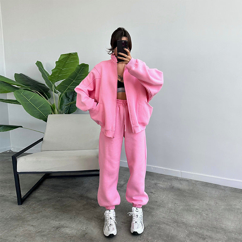 Sports Suits With Pockets Stand-up Collar Zipper Women DealSniper.net