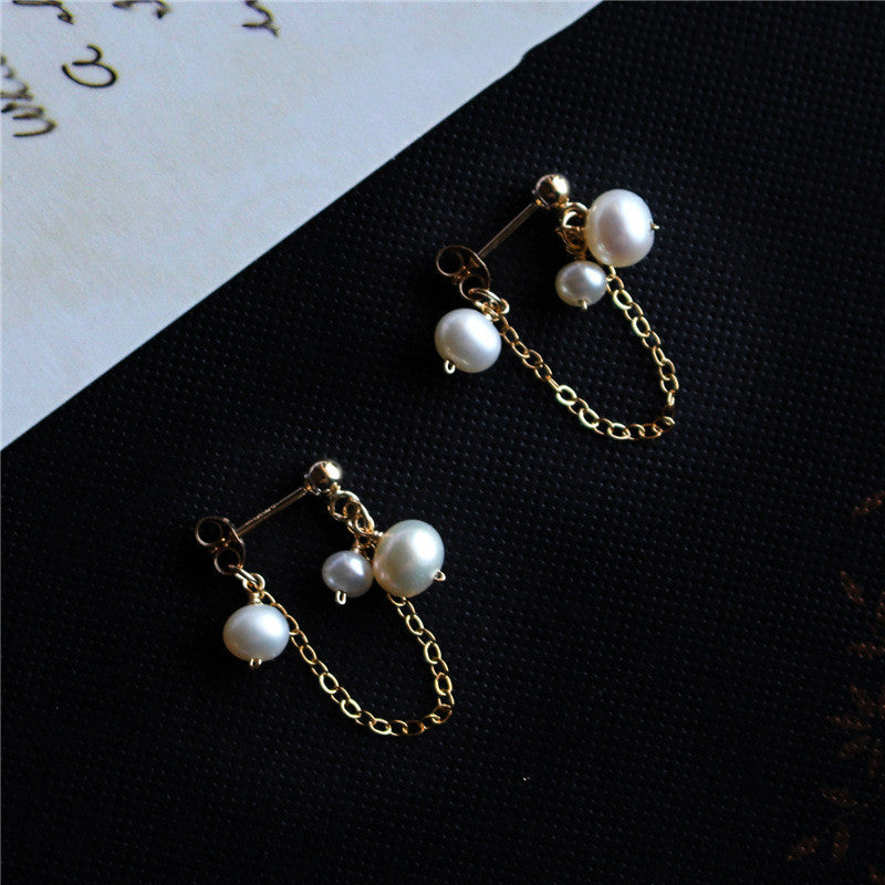 Freshwater Pearl Fringe Stud Earrings Jewelry DealSniper.net