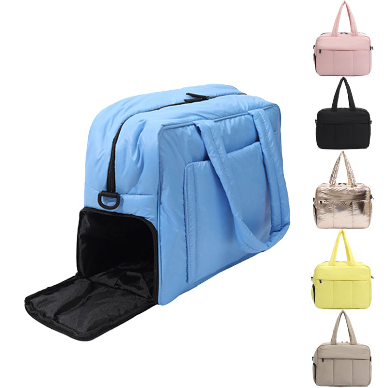 Down Handbags Winter Travel Duffle Bag With Shoes Compartment Portable Sports Yoga Gym Fitness Shoulder Bags For Weekender Overnight Tote Women Travel DealSniper.net