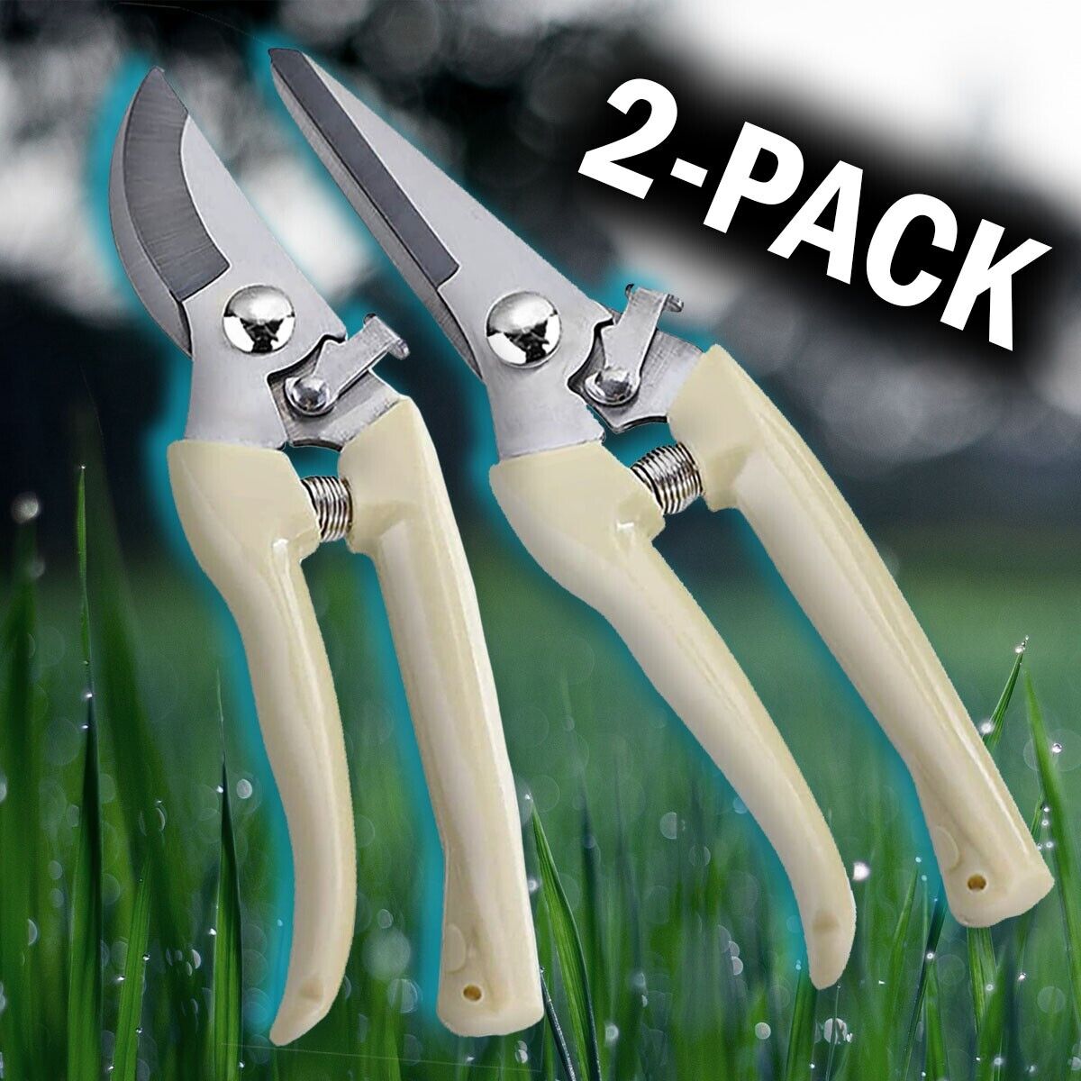 2 Pack Garden Pruning Shears Set Bypass Branch Pruner Straight Blade Scissors US Garden DealSniper.net
