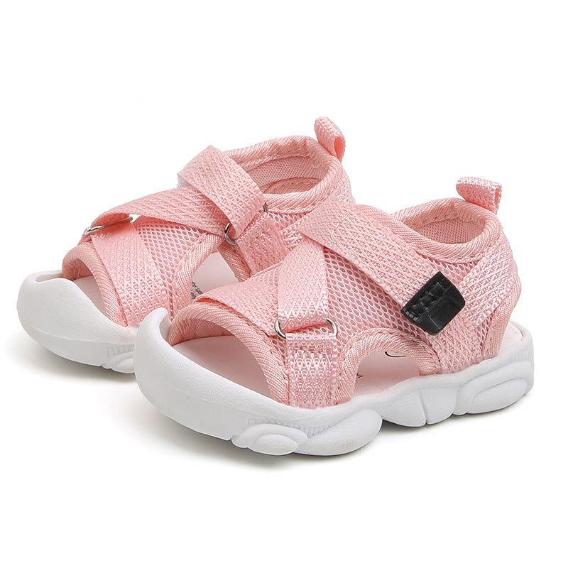 Girls' Solid Color Velcro Korean Style Sandals Kids DealSniper.net Pink 15