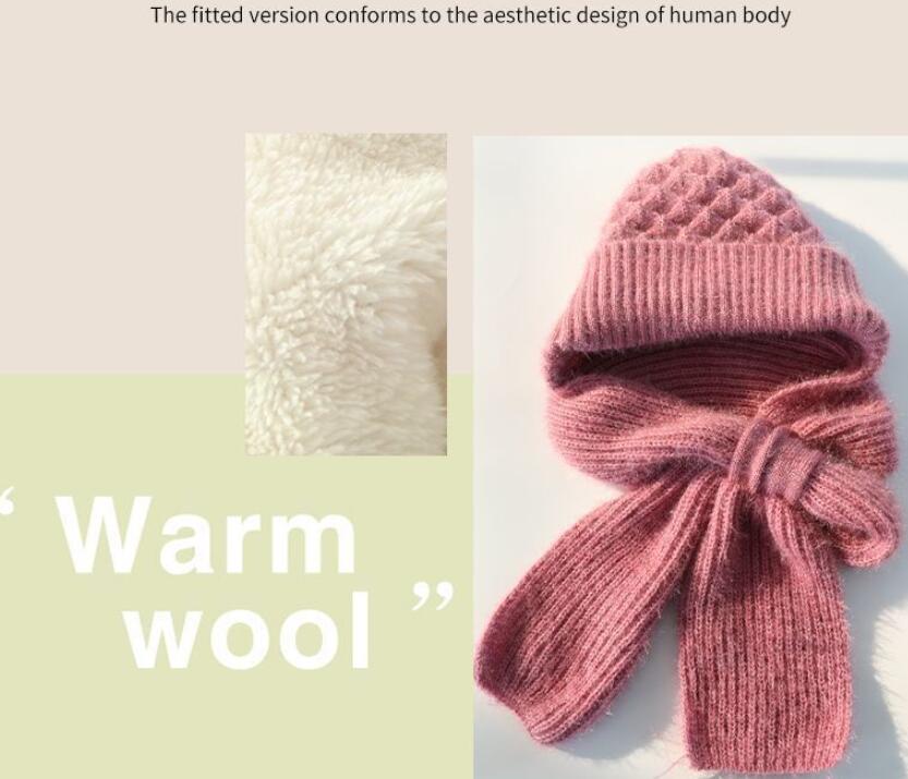 Women's Fleece-lined Scarf And Hat Winter Warm Knitted Hat Scarf Women DealSniper.net