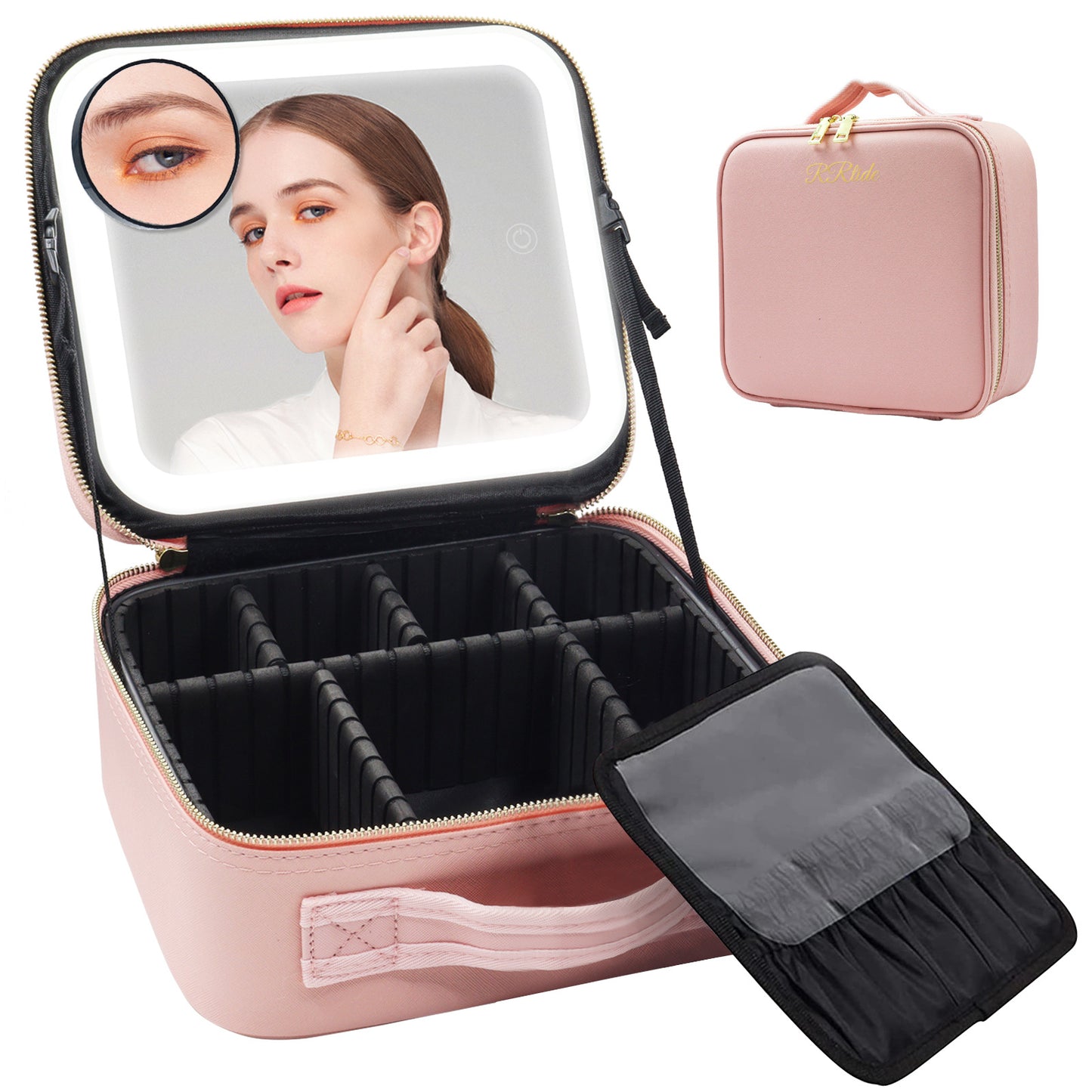 Large Capacity Portable LED Lamp Light With Mirror Cosmetic Bag Beauty DealSniper.net
