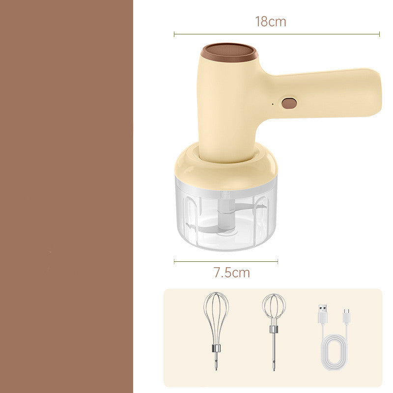 2 In 1 Electric Garlic Chopper USB Rechargeable Vegetable Kitchen DealSniper.net Khaki USB