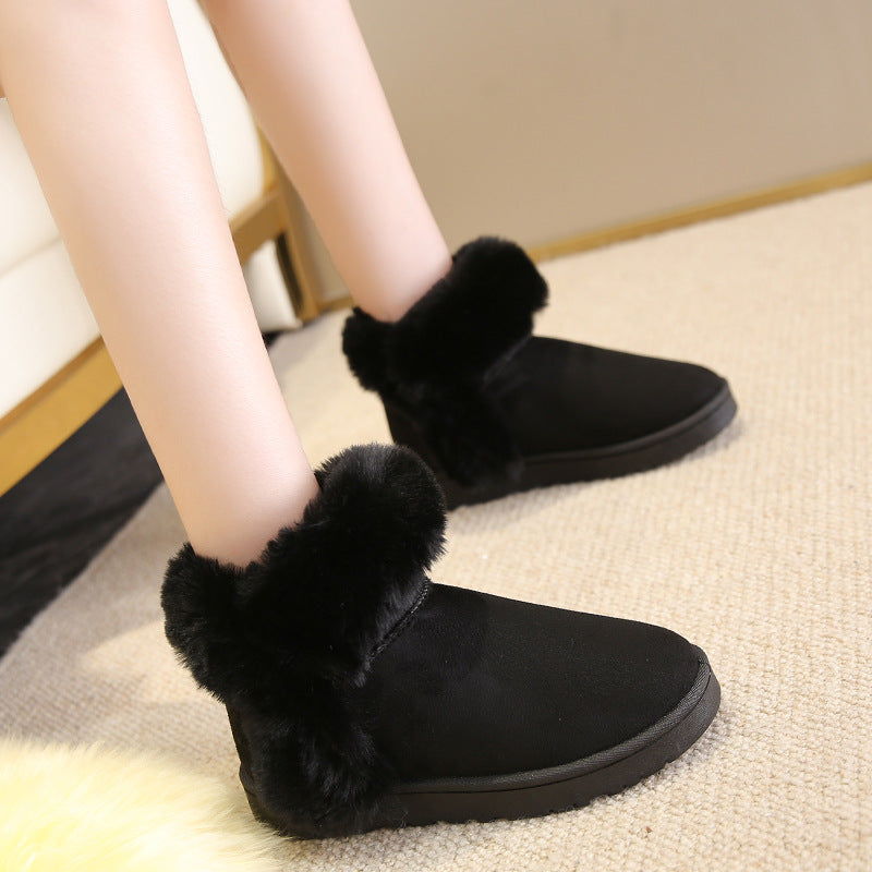 Snow Boots For Women Students Winter Warm Slip On Fluffy Women DealSniper.net Black Size35
