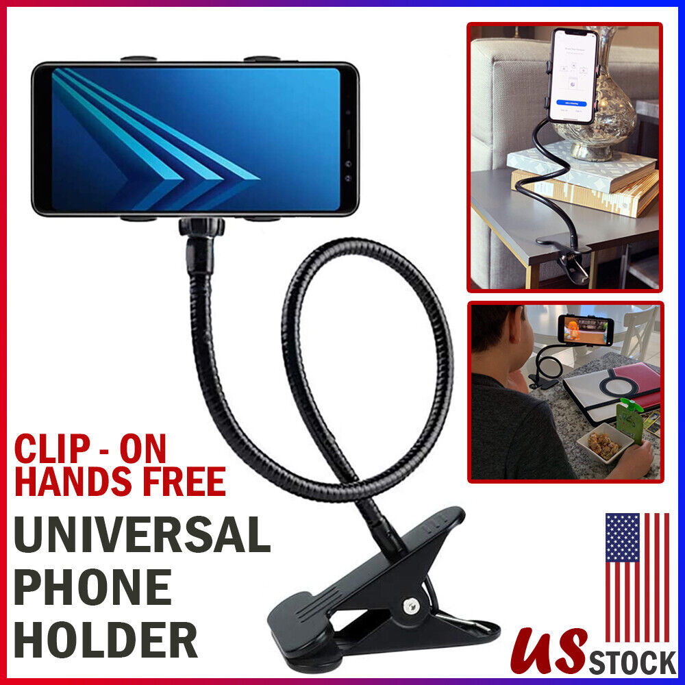 Universal Lazy Mobile Phone Gooseneck Stand Holder Flexible Bed Desk Table Clip Phones DealSniper.net