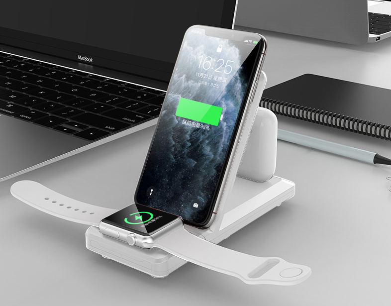 Folding three-in-one multifunctional wireless charger Phones DealSniper.net White