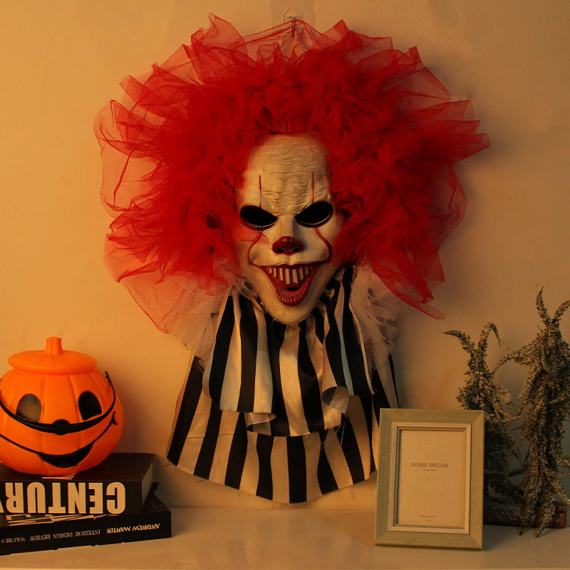Halloween Horror Clown Wreath Door Hanging Wreath Decoration Holidays DealSniper.net