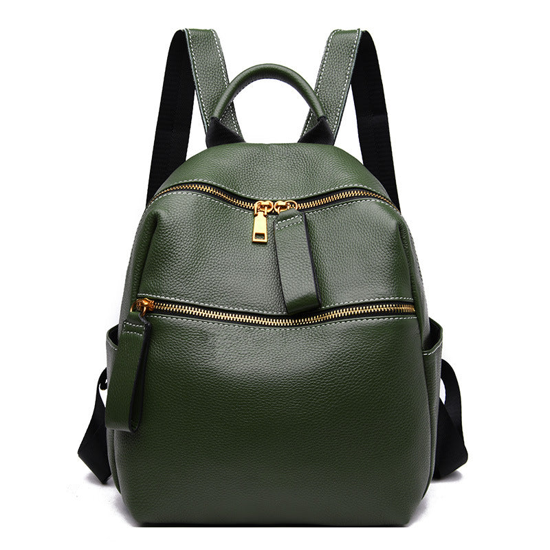 Leather Backpack Women All-Match Fashion Top Layer Leather Small Backpack Women DealSniper.net Green