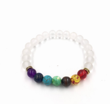 Agate molten rock 8mm energy volcanic stone chakra colorful beads bracelet string Jewelry DealSniper.net White touch sand