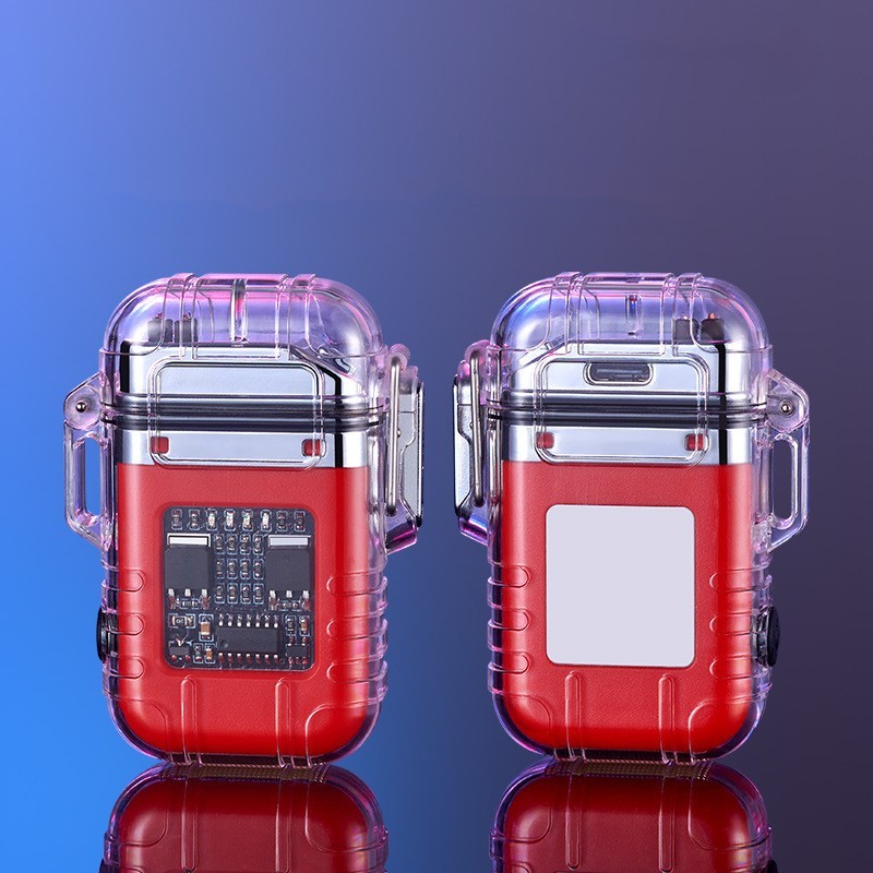 Transparent Shell Double Arc Lighter Waterproof And Windproof Gadgets DealSniper.net Red USB