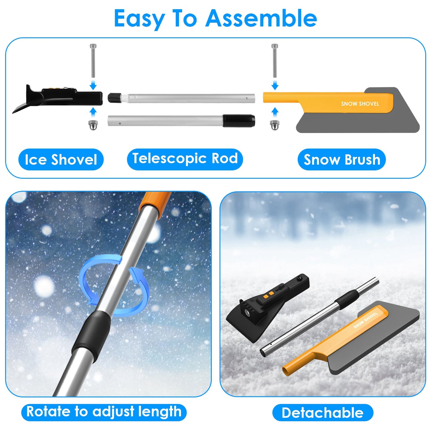 1Pc 3 In 1 Car Snow Removal Shovel With Lights Car Snow Removal Vehicle Gym From House