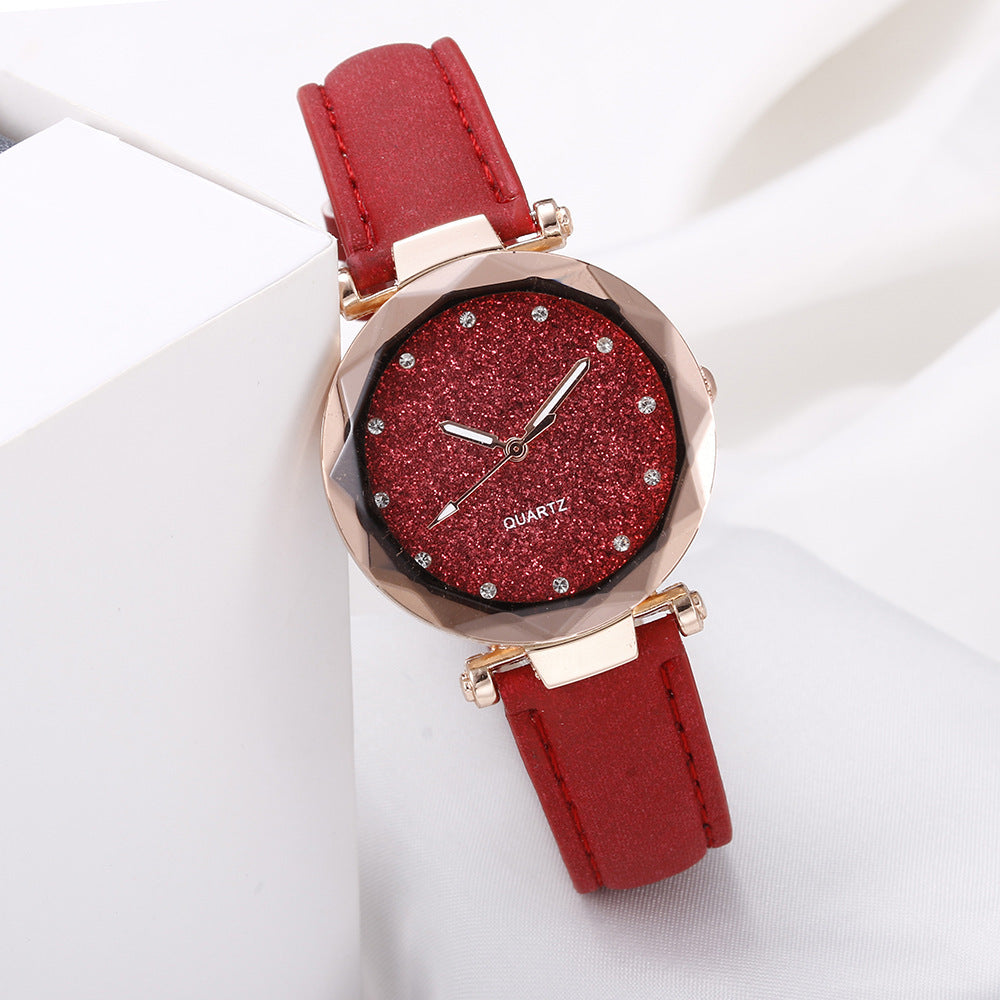 Casual Women Romantic Starry Sky Wrist Watch Leather Jewelry DealSniper.net Red
