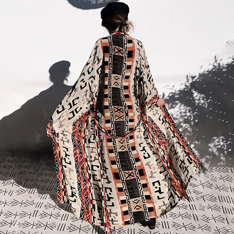 Womens Print Beach Kimonos Duster Soft Light Women DealSniper.net Coffee Free Size