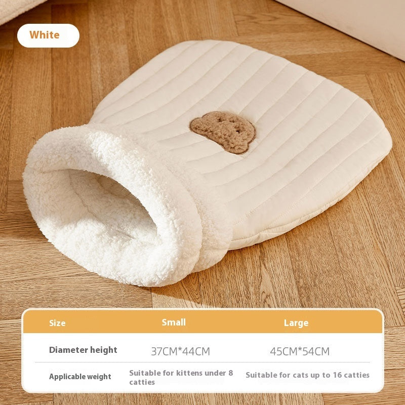 Sleeping Bag Warm Closed Pocket Cat Nest Pets DealSniper.net White M
