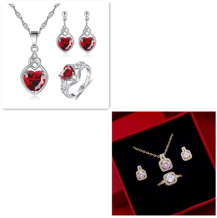 Fashion Jewelry Set Zircon Gem Pendant Chain Choker Jewelry DealSniper.net Set