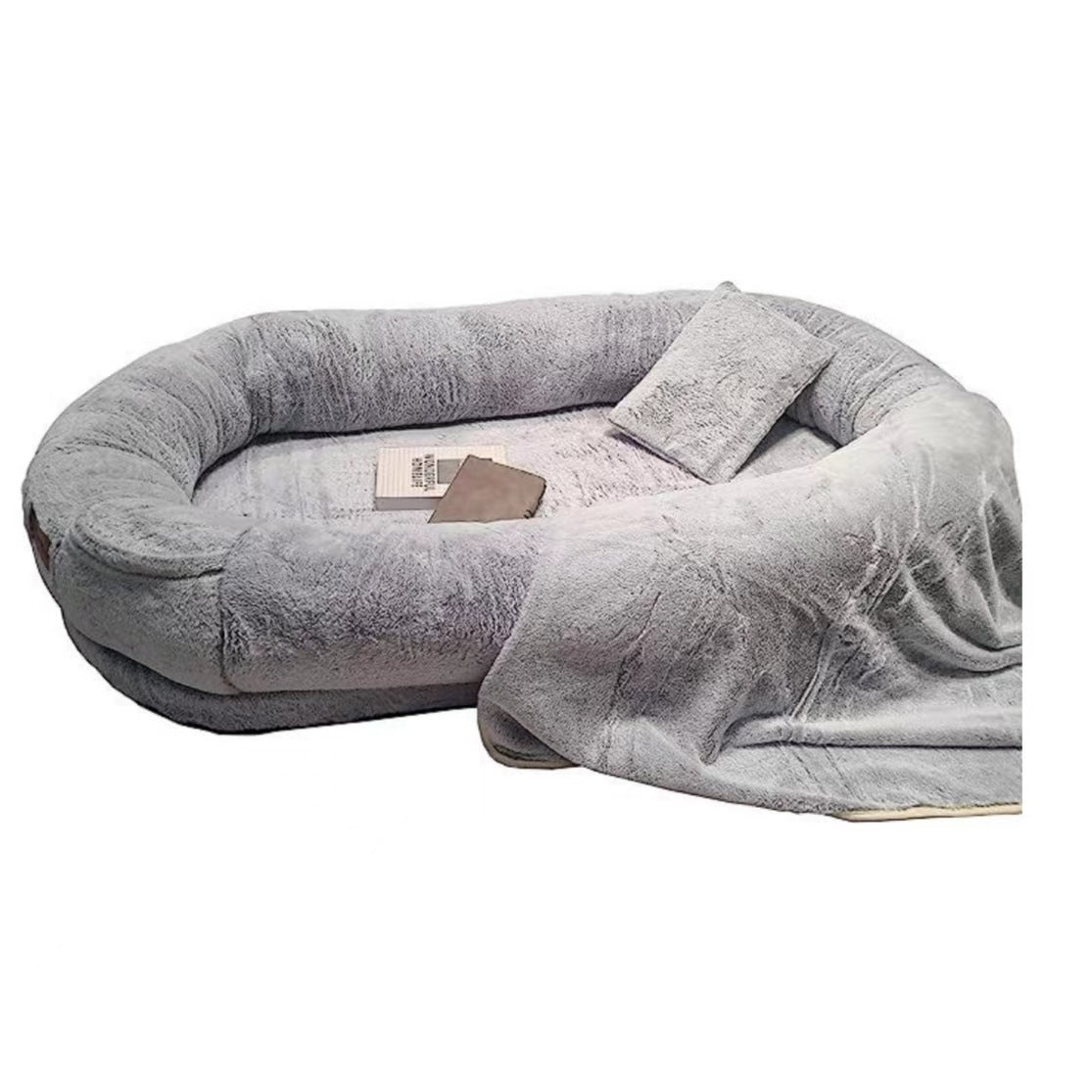 Oversized Person Dog Bed Removable And Washable Pets DealSniper.net Gradient Gray Bottom Strip 100x70x30CM