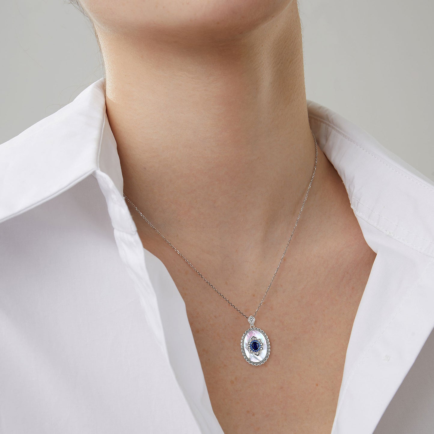 Sapphire Diamond Pendant 925 Sterling Silver Jewelry DealSniper.net